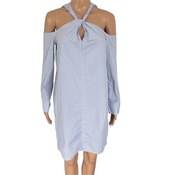 Rag & Bone Stripe Cold Shoulder Dress Minimalist Coastal Preppy Resort Chic S - Picture 2 of 9
